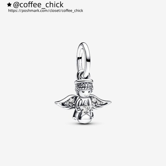 Pandora Sparkling Angel Dangle Charm - Picture 1 of 6